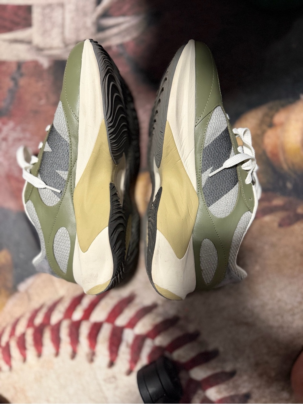 New Balance Men's Olive Green, Gray & White Performance Sneakers
